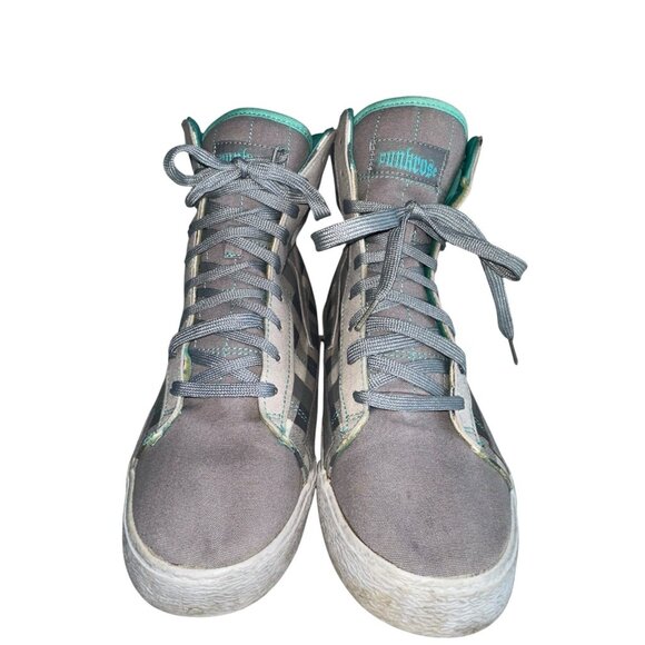 Punkrose Womens High Top Sneakers Sz 10 Gray White Check Style 73204 Punk Grunge - Picture 2 of 10